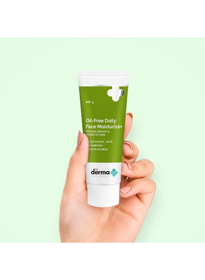 Derma The Derma Co Oil-Free Daily Face Moisturizer | With Hyaluronic Acid, Ceramides & Multivitamins | For Non-Greasy & Hydrated Skin | Prolonged Moisturization | Strengthens Skin Barrier | 100 g - Image 4