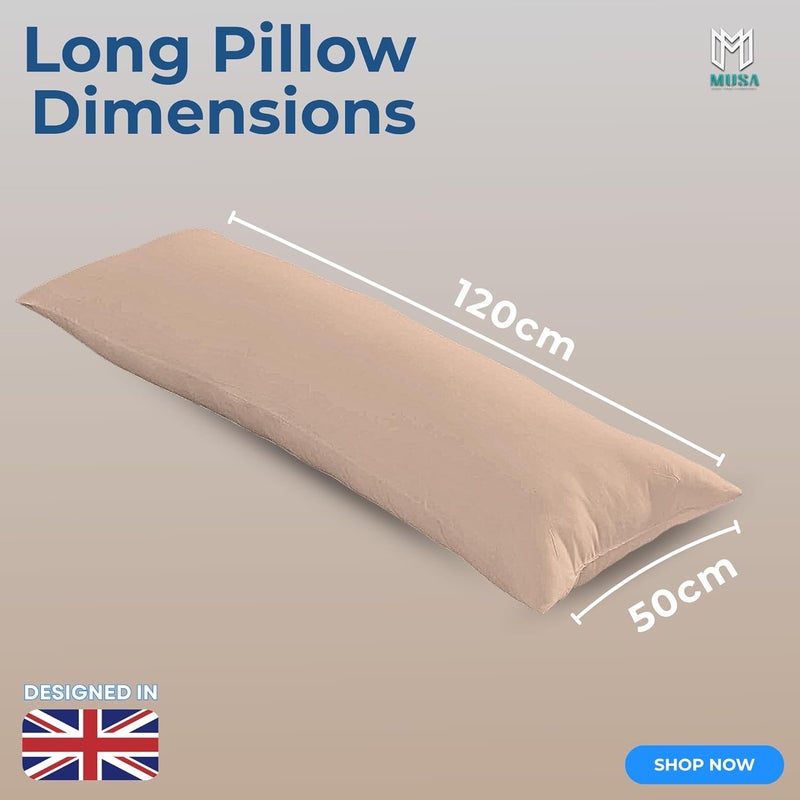 MUSA MUSA® Full Body Long Pillow with 300 Cotton TC - Breathable Polyester Filling, Pregnancy Pillow for Belly Support, Sleeping, Side Sleeper & Back Sleepers Maternity Pillow (Beige, 50 x 120cm) - Image 2