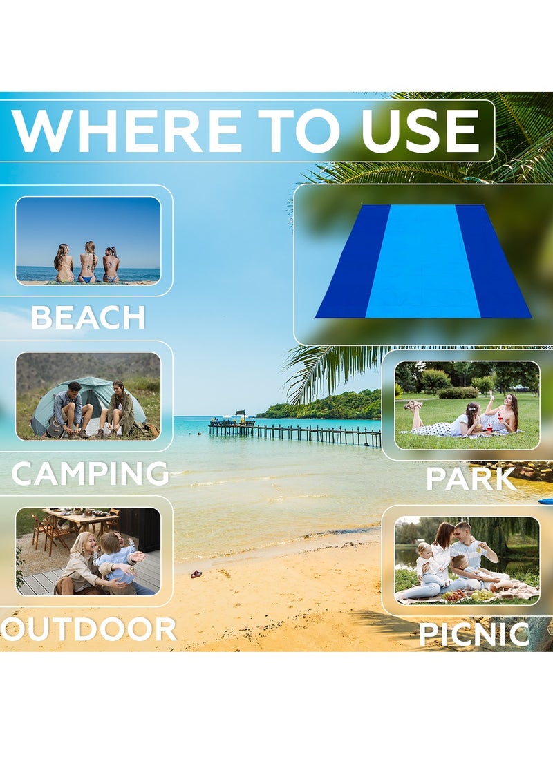 Bernessi - 275*305cm Sandproof Waterproof Extra Large Beach Mat Foldable for Family, Portable Lightweight Oversized Beach Quick Drying Blanket Sand Free for Outdoor Picnic Beach Travel Camping Hiking - Image 1