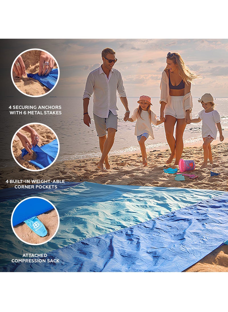 Bernessi - 275*305cm Sandproof Waterproof Extra Large Beach Mat Foldable for Family, Portable Lightweight Oversized Beach Quick Drying Blanket Sand Free for Outdoor Picnic Beach Travel Camping Hiking - Image 1