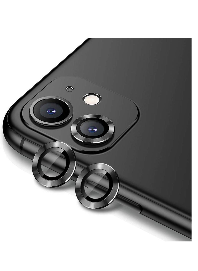 amera Lens Protector Compatible for Apple Iphone 11/Iphone 12/Iphone 12 Mini, [Anti-Scratch] Premium Tempered Glass Film Aluminum Alloy Lens Ring Cover-Black  - Image 1
