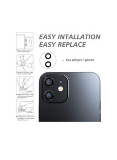 Generic amera Lens Protector Compatible for Apple Iphone 11/Iphone 12/Iphone 12 Mini, [Anti-Scratch] Premium Tempered Glass Film Aluminum Alloy Lens Ring Cover-Black  - Image 2