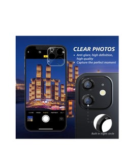 Generic amera Lens Protector Compatible for Apple Iphone 11/Iphone 12/Iphone 12 Mini, [Anti-Scratch] Premium Tempered Glass Film Aluminum Alloy Lens Ring Cover-Black  - Image 3