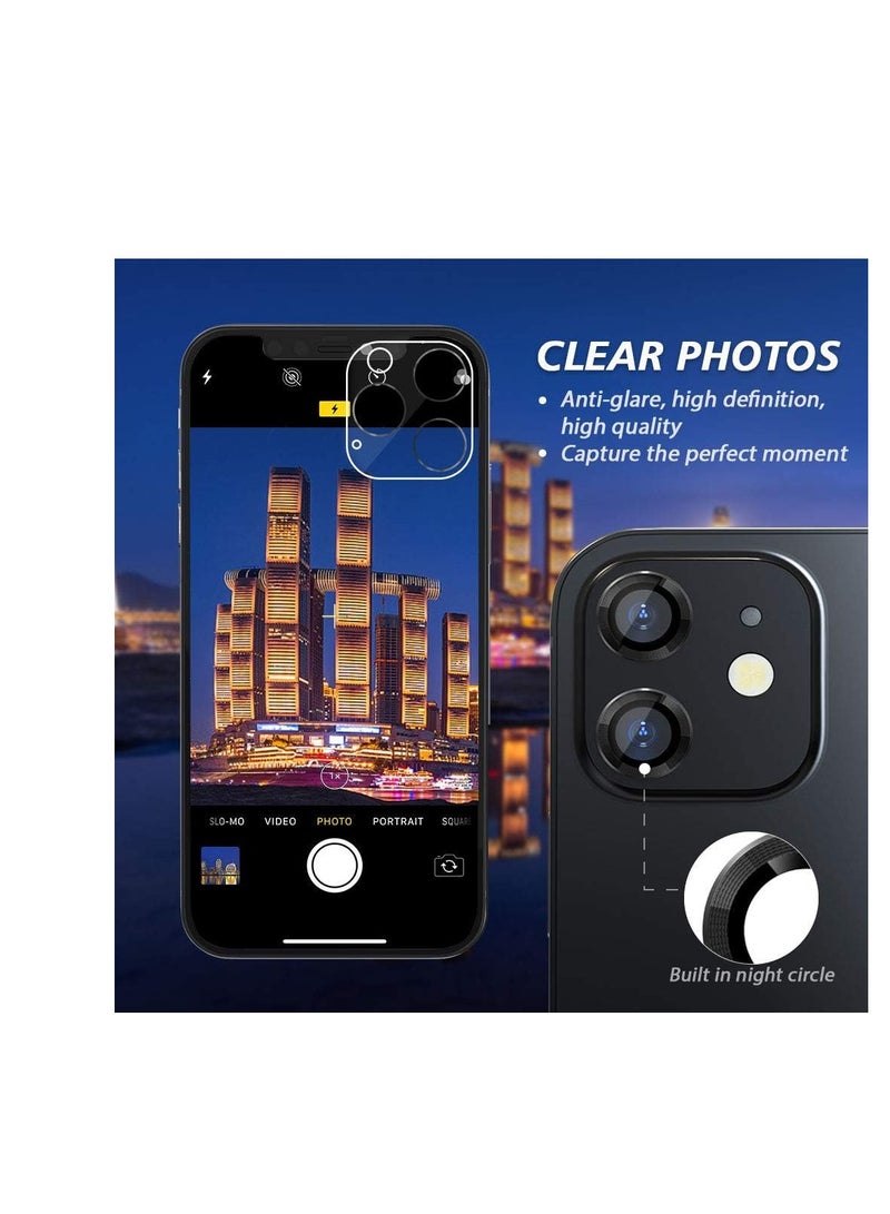 amera Lens Protector Compatible for Apple Iphone 11/Iphone 12/Iphone 12 Mini, [Anti-Scratch] Premium Tempered Glass Film Aluminum Alloy Lens Ring Cover-Black  - Image 3