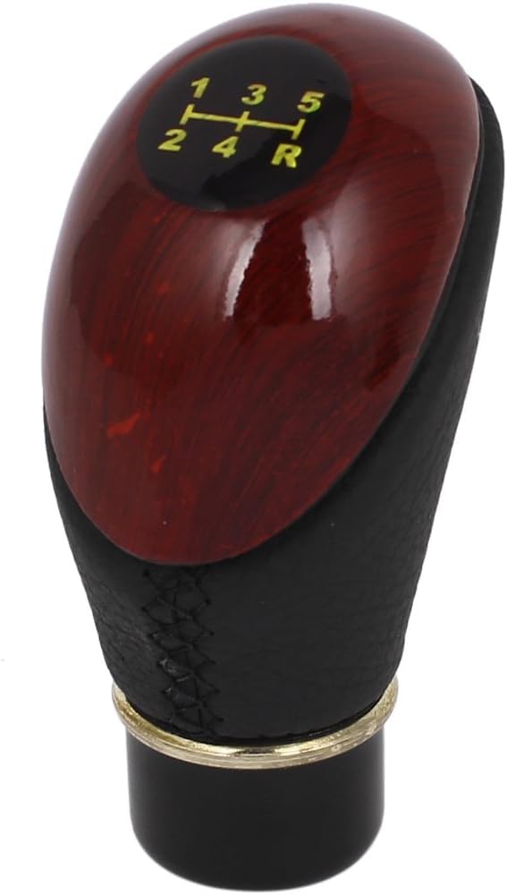 Dhanvine Wooden PU Leather Manual Black Gear Shift Knob Compatible with Maruti Suzuki Swift (2018-Present) - Image 2