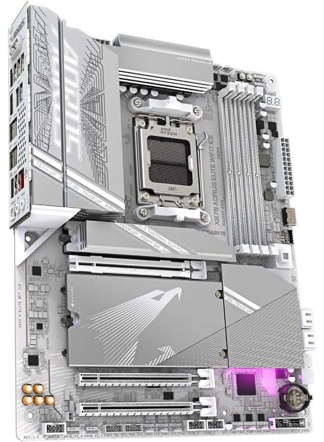 GIGABYTE X870 AORUS Elite WIFI7 ICE AMD AM5 LGA 1718 Motherboard, ATX, DDR5, 4X M.2, PCIe 5.0, USB4, WIFI7, 2.5GbE LAN, EZ-Latch, 5-Year Warranty - Image 4