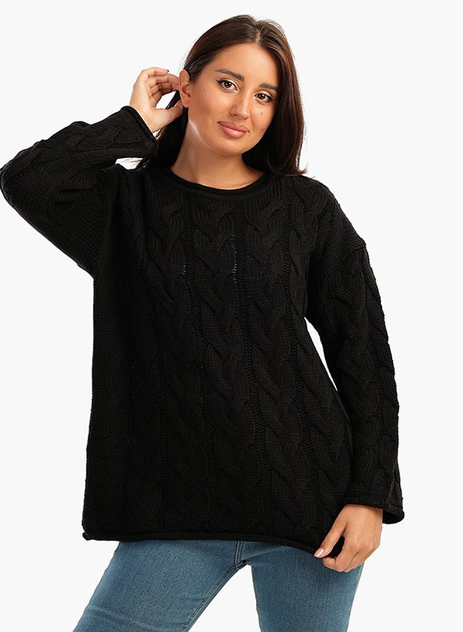 Carina Cable Knitted Round Neck Pullover - Image 1
