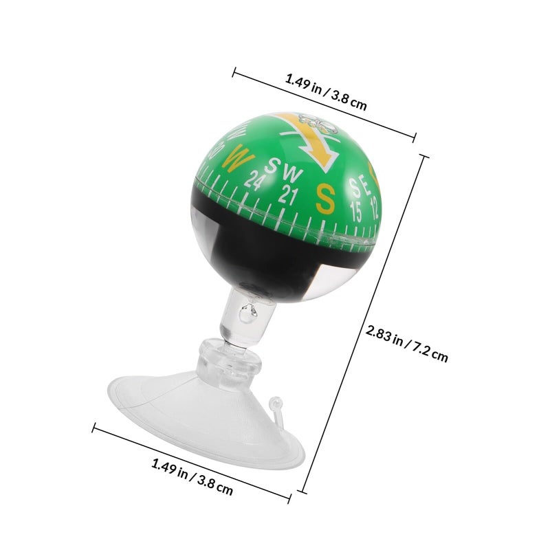 38mm Green Plastic Car Suction Cup Compass Ball for Vehicle Navigation Outdoor Hiking Marine Use - Image 3