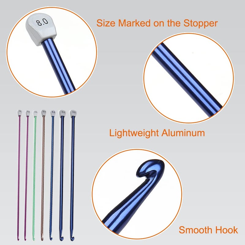 Aeelike 6 Size Extra Tunisian Long Crochet Hooks 6.5mm - 11.0 mm, Lightweight Aluminum Afghan 13.78 inches Long Crochet Needles for Crocheting Blankets Gloves Scarves Sweater Bags - Image 3