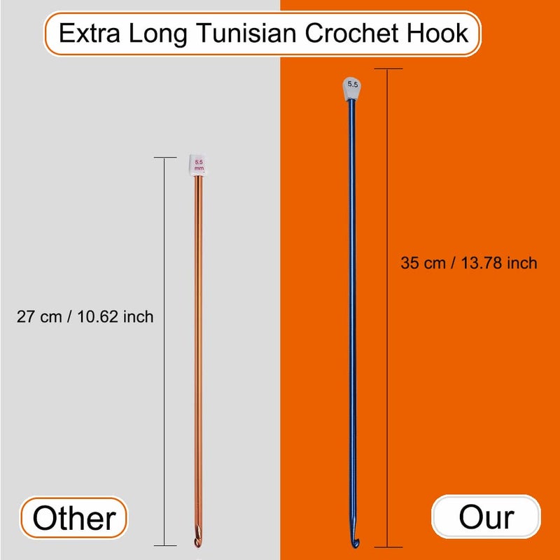 Aeelike 6 Size Extra Tunisian Long Crochet Hooks 6.5mm - 11.0 mm, Lightweight Aluminum Afghan 13.78 inches Long Crochet Needles for Crocheting Blankets Gloves Scarves Sweater Bags - Image 2