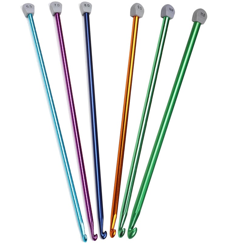 Aeelike 6 Size Extra Tunisian Long Crochet Hooks 6.5mm - 11.0 mm, Lightweight Aluminum Afghan 13.78 inches Long Crochet Needles for Crocheting Blankets Gloves Scarves Sweater Bags - Image 1