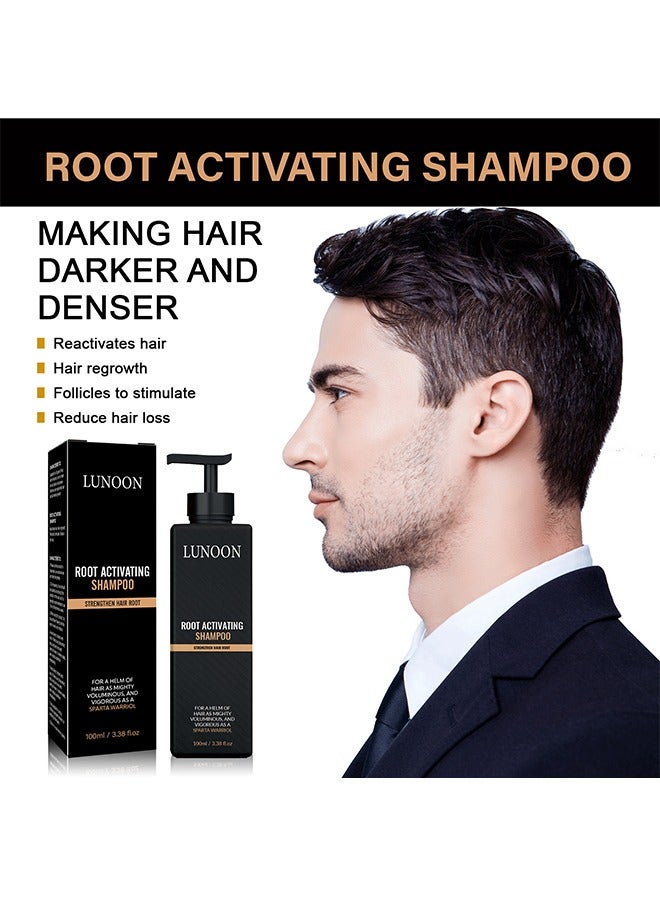 LUNOON Root Activator Shampoo,Anti-Thinning Shampoo, Hair Regrowth, Hair Thickening, Deep Moisturizing, Natural Formula Shampoo for Dry Damaged Weak and Thin Hair Care 100ml - Image 2