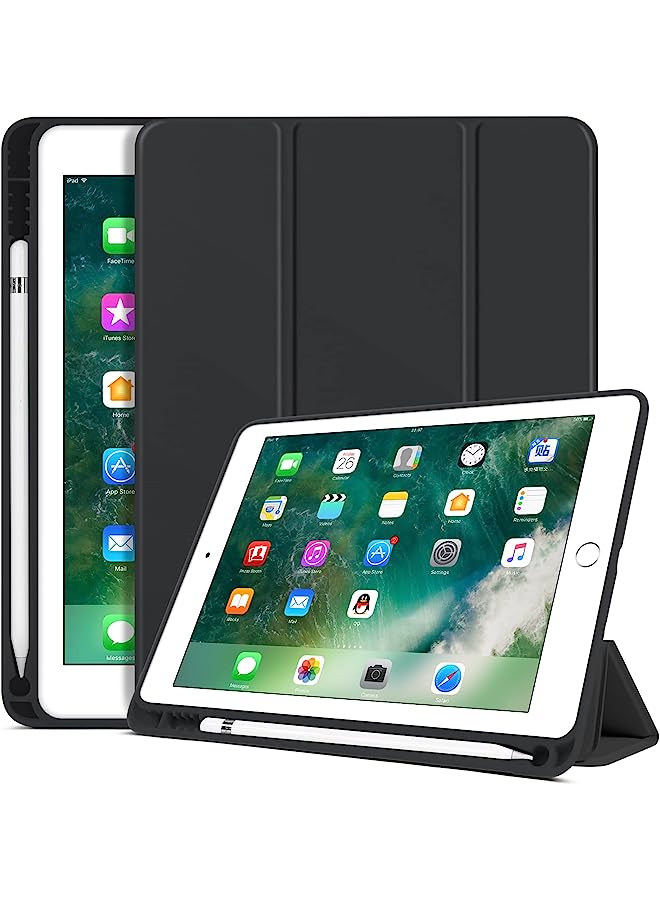 BENTOBEN Ipad 6Th Generation Case, Ipad 5Th Generation Case With Pencil Holder, Premium Folio Folding Stand Smart Auto Wake/Sleep Protective Tablet Case Cover For Apple Ipad 9.7 Inch 2018/2017, Black - Image 1