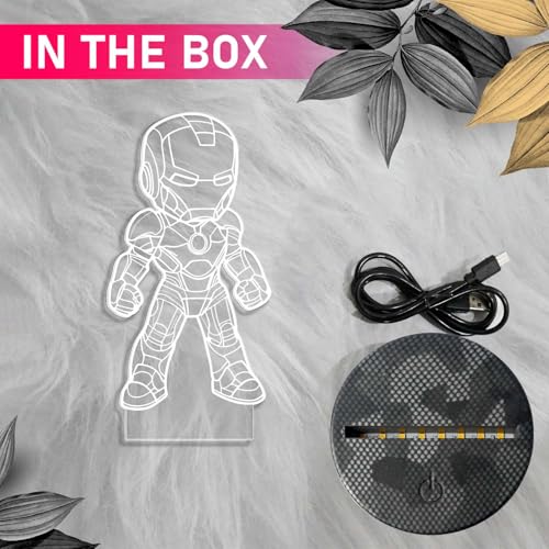 GIFTMEBAZAR Gift Me Bazar 3D Illusion Avengers Iron Man456 LED Light with Automatic Color Changing & Touch Control | USB Powered | Kids' Marvel Gift & Room Decor - Image 5
