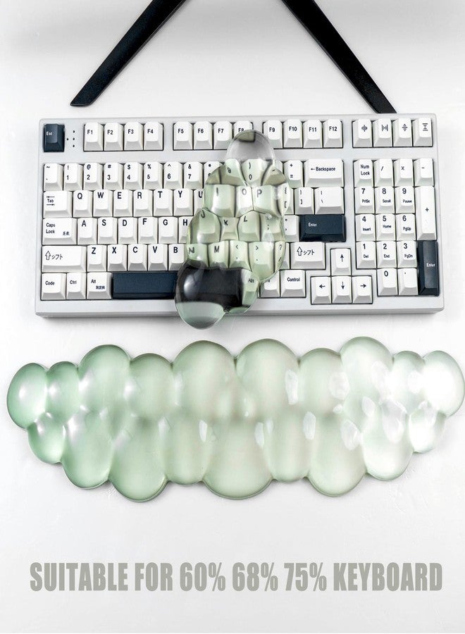 Sumgsn Ergonomic Gel Keyboard and Mouse Wrist Rest Set - Green Cloud Wrist Rest for Computer Keyboard 60%/68%/75%, Comfort & Support for Typing and Gaming - Image 5