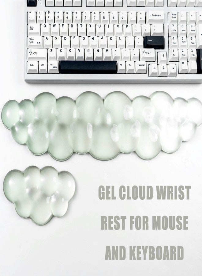 Sumgsn Ergonomic Gel Keyboard and Mouse Wrist Rest Set - Green Cloud Wrist Rest for Computer Keyboard 60%/68%/75%, Comfort & Support for Typing and Gaming - Image 3
