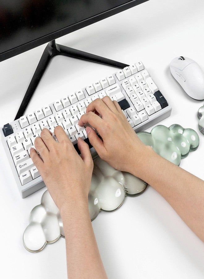 Sumgsn Ergonomic Gel Keyboard and Mouse Wrist Rest Set - Green Cloud Wrist Rest for Computer Keyboard 60%/68%/75%, Comfort & Support for Typing and Gaming - Image 4