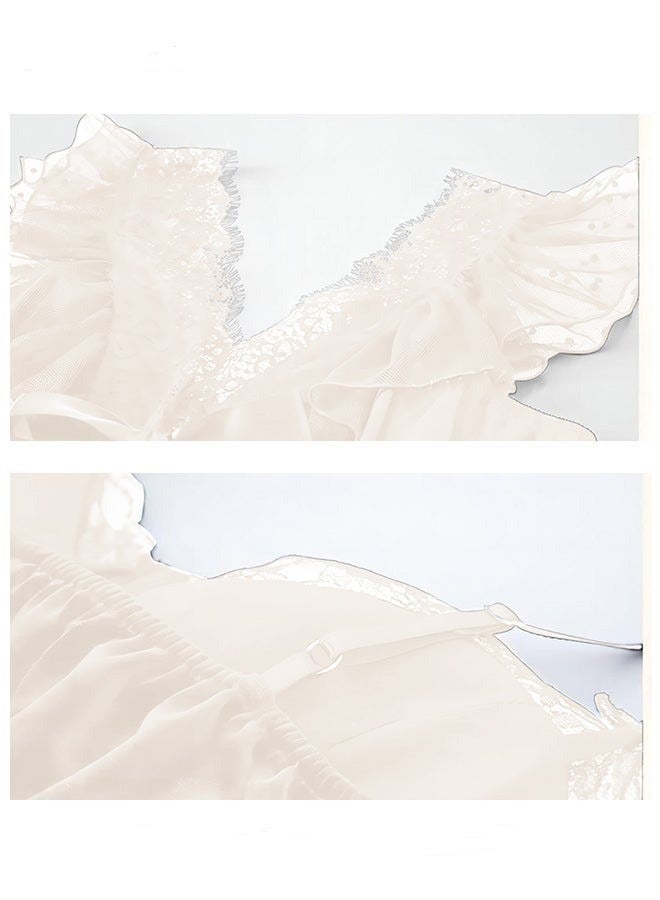 NIBEMINENT Ladies Pajamas Ladies V Neck Design Home Wear Lace Bow Elements with Hollow Design on The Back - Image 4