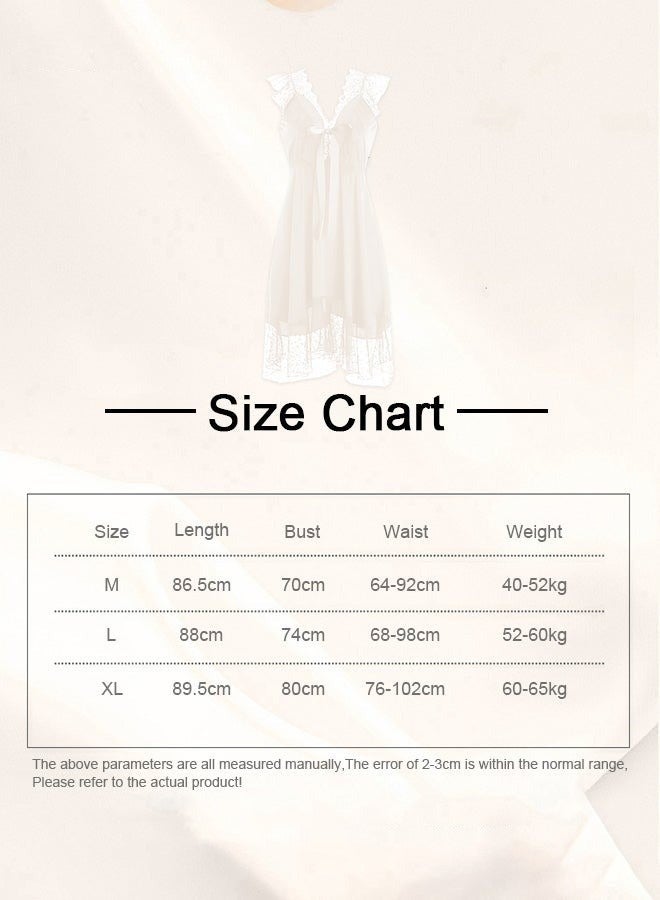 NIBEMINENT Ladies Pajamas Ladies V Neck Design Home Wear Lace Bow Elements with Hollow Design on The Back - Image 5