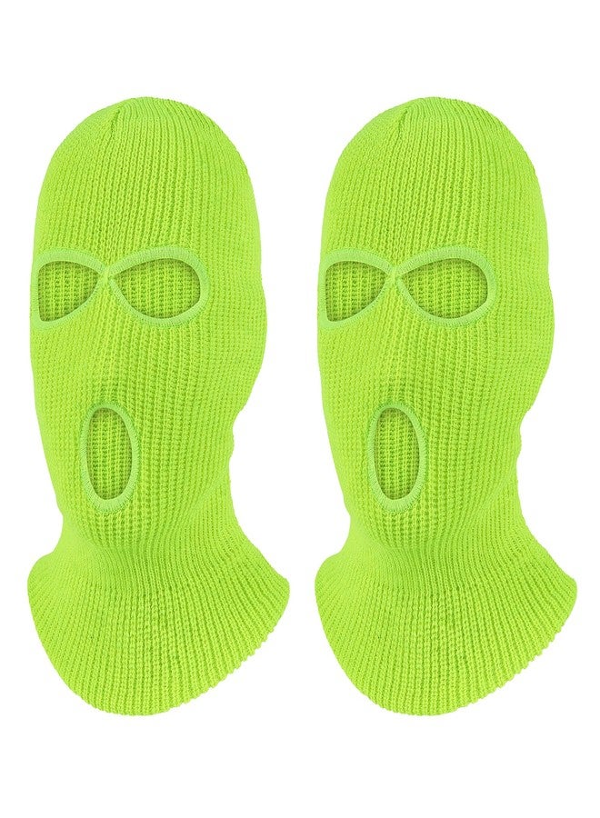 Pukavt 2 Pack 3 Hole Winter Knitted Mask, Full Face Cover Ski Mask Warm Balaclava for Skiing, Motorcycle, Snowboard Fluorescent Yellow - Image 1
