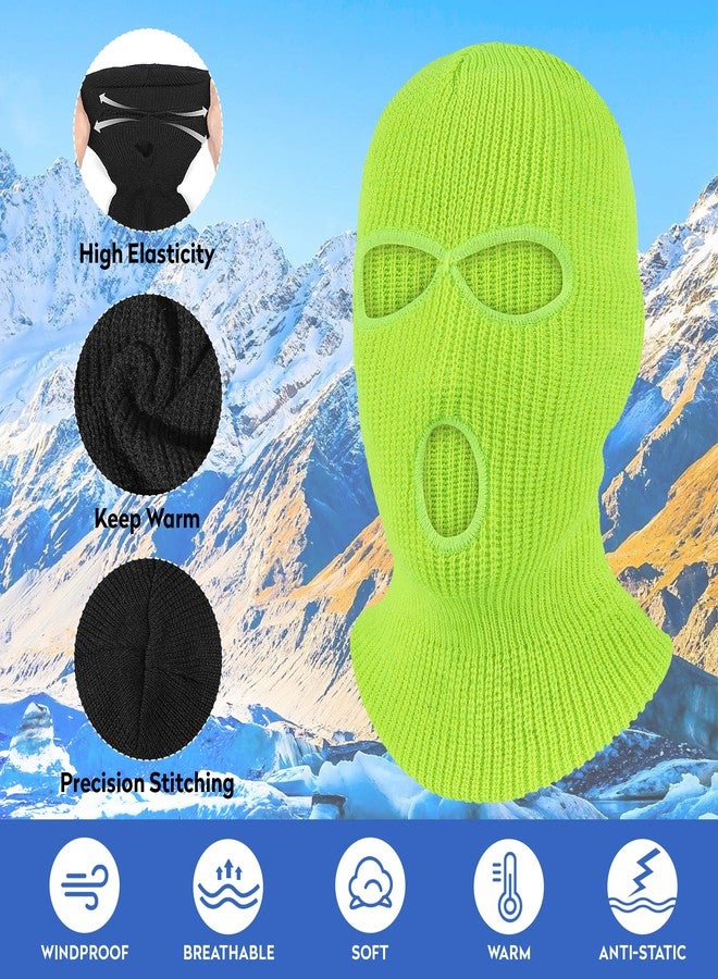 Pukavt 2 Pack 3 Hole Winter Knitted Mask, Full Face Cover Ski Mask Warm Balaclava for Skiing, Motorcycle, Snowboard Fluorescent Yellow - Image 3