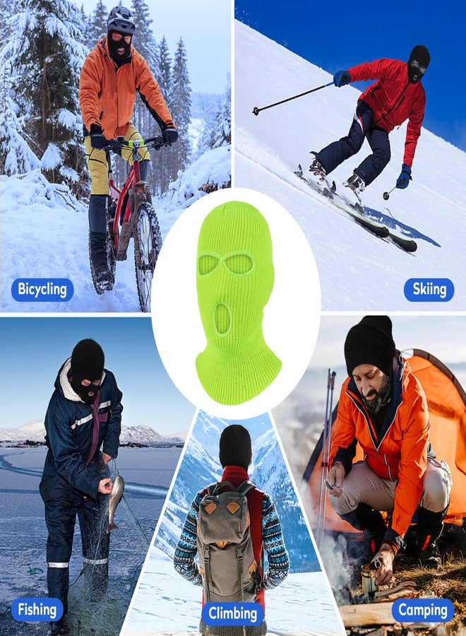 Pukavt 2 Pack 3 Hole Winter Knitted Mask, Full Face Cover Ski Mask Warm Balaclava for Skiing, Motorcycle, Snowboard Fluorescent Yellow - Image 5