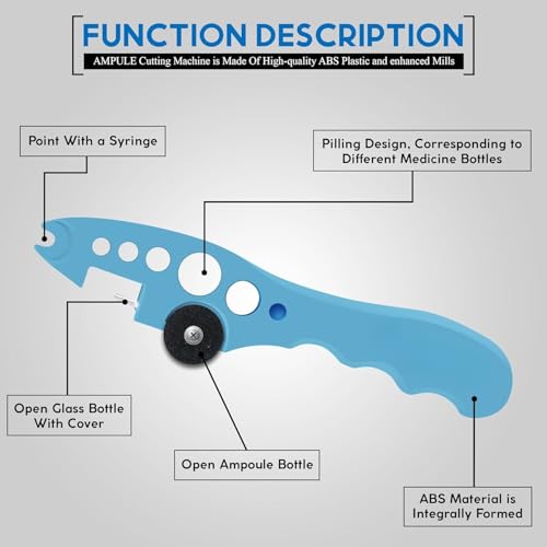 Dr. Care Professional Ampoule Bottle Cutter & Vial Opener Tool - 3-in-1 Glass Cutter for Bottles with Replaceable Wheel, ABS Plastic for Nurses, Students, Home & Salon Use (Blue) - Image 3