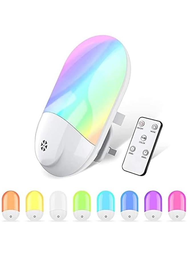 رينكس ضوء ليلي LED، قاس في الحائط، استشعار تلقائي للغسق والفجر تغيير لو RGB أضواء | جاز تحكم ع عد لتغيير لو ضوء الليل LED لغرفة الوم، الممر، المطخ، الدرج - Image 1