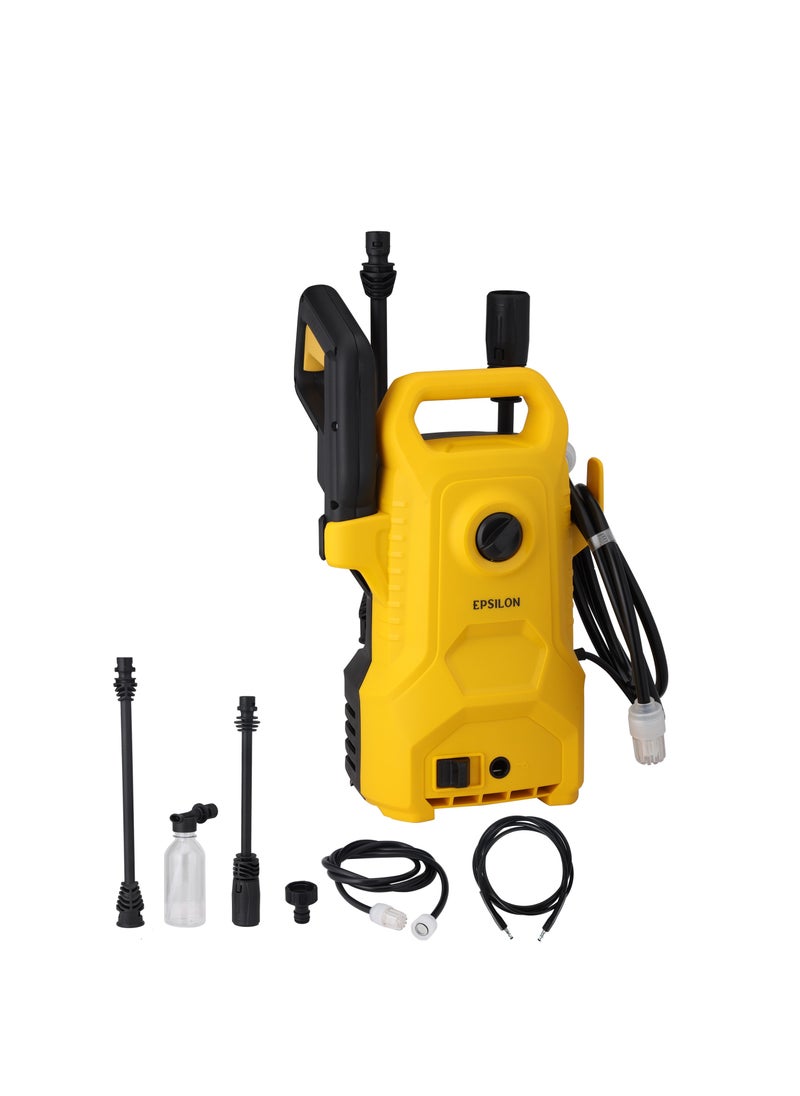 Epsilon - Epsilon 100-110 bar High Pressure Washer- EPSPW1639 |  5 - 7.5 L/min Maximum Flow, Includes Spray with Nozzle, 3 m Outlet and 2 m Inlet Pipe for Removing Mold, Grime, Dust, Mud, Dirt, etc. at Home, from Buildings, Vehicles, Concrete Road Surfaces, etc... | Black and Yellow, 1 Year Warranty - Image 1