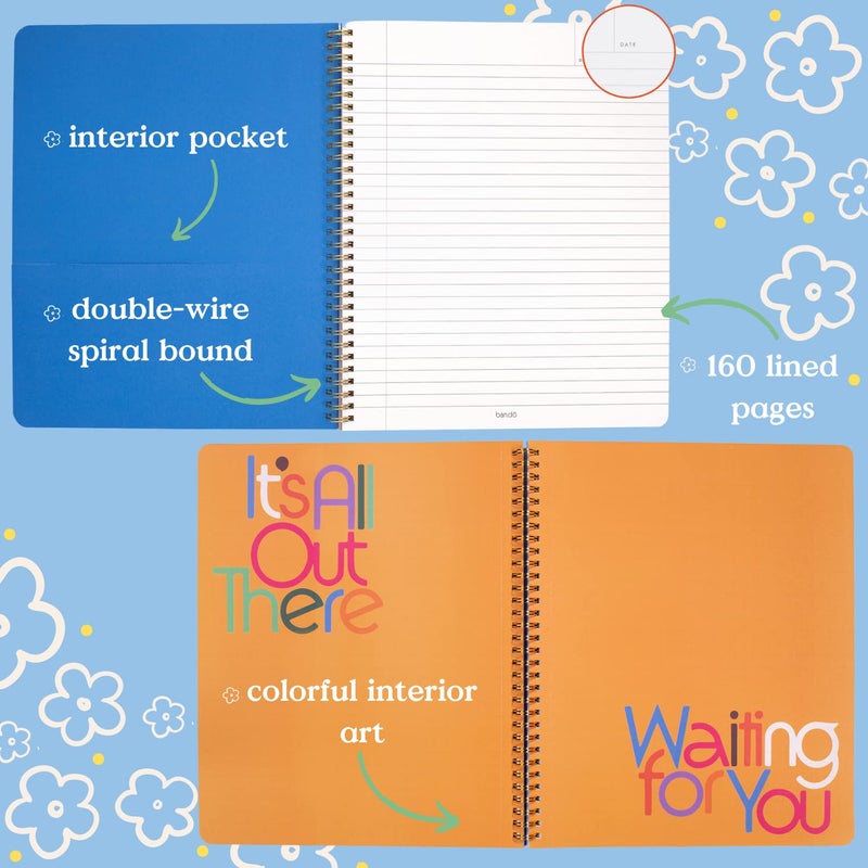 ban.do Rough Draft Large Spiral Notebook with Saying, 11" x 9" with Pockets and 160 College Ruled Pages, Possibilites are Endless - Image 2