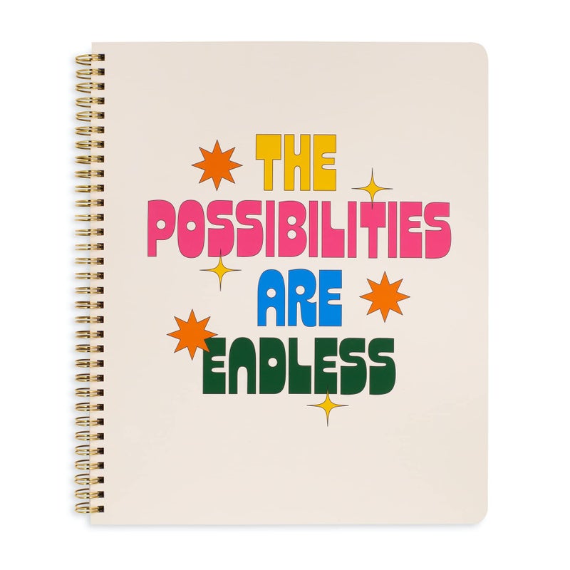 ban.do Rough Draft Large Spiral Notebook with Saying, 11" x 9" with Pockets and 160 College Ruled Pages, Possibilites are Endless - Image 1