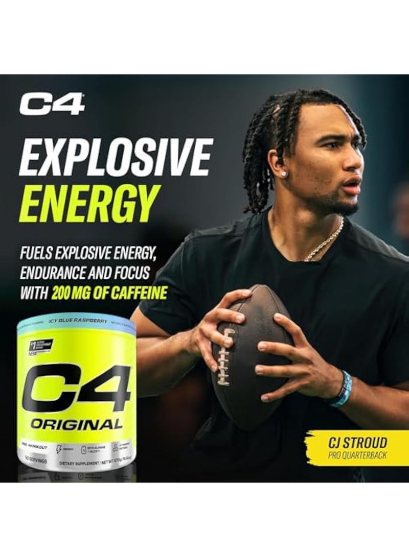 Cellucor C4 Original Pre Workout Powder Icy Blue Raspberry, Zero Sugar Energy Drink for Men & Women, 150mg Caffeine with Beta Alanine, Creatine & Vitamin C, 50 Servings - Image 5