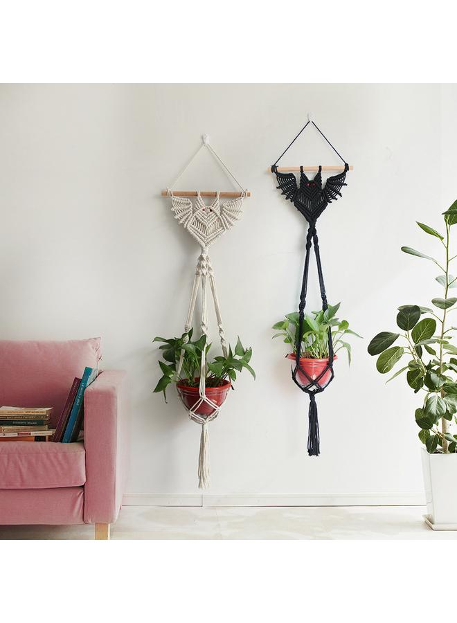 Bluejw New Creative Bat Hand-woven Tapestry Cotton Rope Plant Net Bag Potted Hanging Basket Animal Wall Decoration  - Image 4