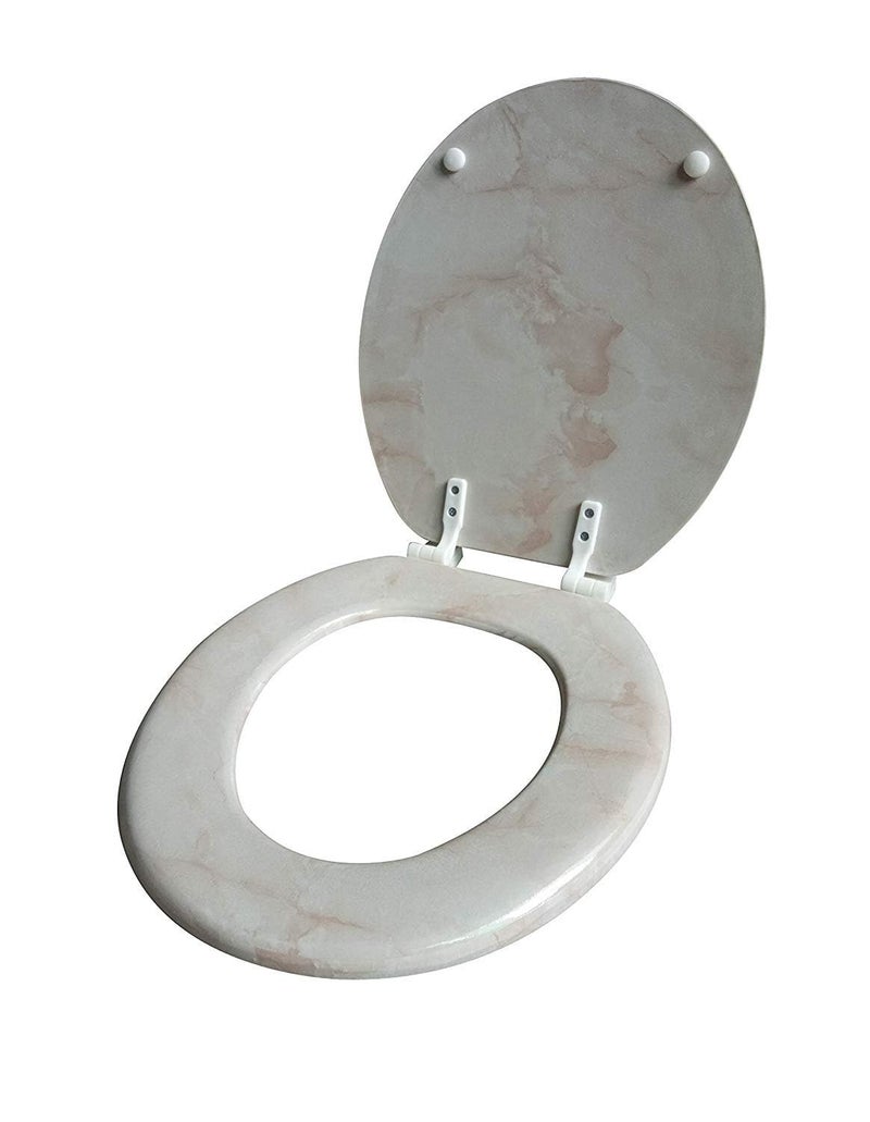 J&V Textiles Round Toilet Seat With Easy Clean & Change Hinge (Beige)* - Image 2