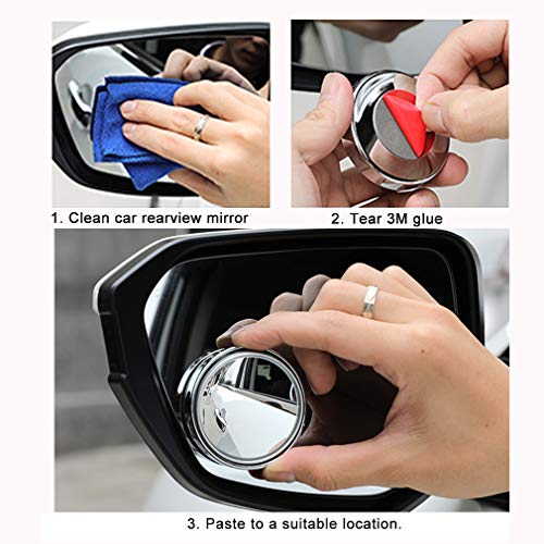 ESreake 2PCS small Blind Spot Mirror,2" Round HD Glass Convex Rear View Mirror,Strong Adhesive Mirror for Car, Van, SUV and Trucks (2"(50mm), White frame) - Image 4