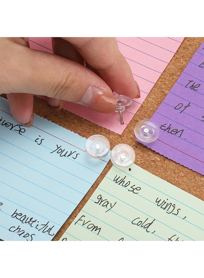 واي جيه (100 قطعة) دبابيس دفع مستديرة شفافة الشكل دبابيس إصبع بلاستيكية زخرفية للملصقات، المكتب، خرائط الصور، المدرسة، مستلزمات الفصول الدراسية - Image 4