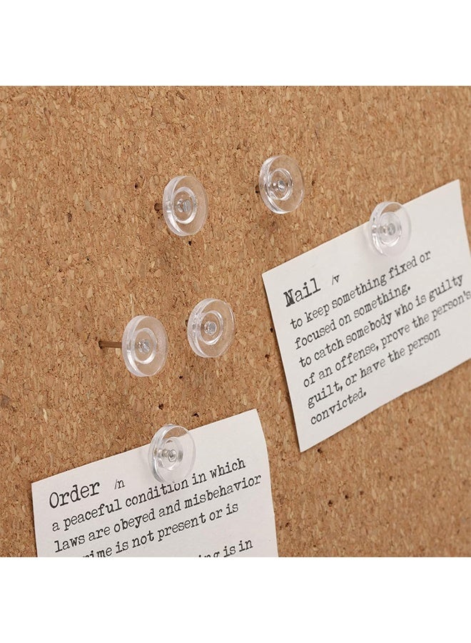 واي جيه (100 قطعة) دبابيس دفع مستديرة شفافة الشكل دبابيس إصبع بلاستيكية زخرفية للملصقات، المكتب، خرائط الصور، المدرسة، مستلزمات الفصول الدراسية - Image 5