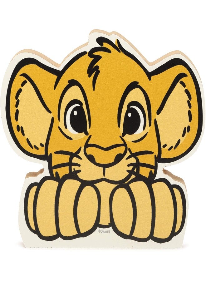 Open Road Brands Disney The Lion King Simba Head Shelf Sitter Decor - Chunky Wood Block Cutout for Kids' Bedroom, Play Room or Nursery - Image 1