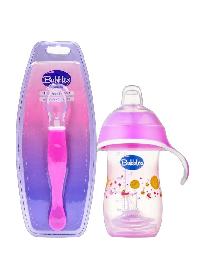 بابلز ملعقة سيليكون من بابلز - روز  & كوب بابلز للتدريب على الشرب 2×1 (روز) - متعددة الاشكال - Image 1