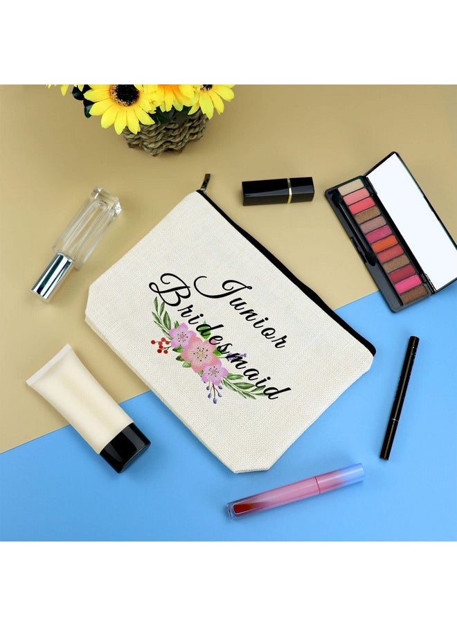 Mikela Junior Bridesmaid Gift Makeup Bag Wedding Party Gifts Bachelorette Party Gifts For Bridesmaid Women Cosmetic Bag Maid Of Honor Bag Bridal Party Gifts For Bridesmaids Travel Toiletry Bag Pouch  - Image 3
