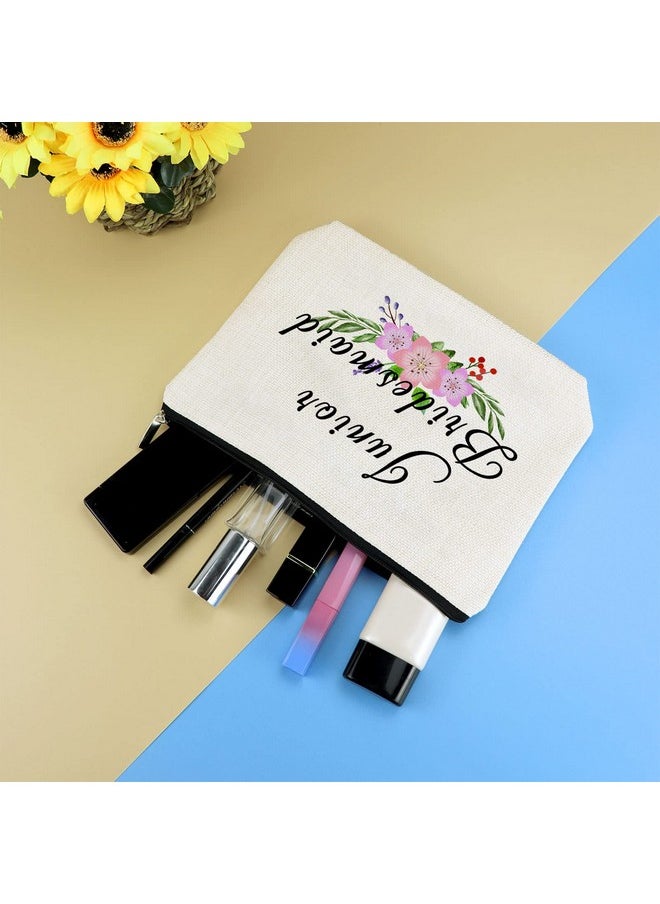Mikela Junior Bridesmaid Gift Makeup Bag Wedding Party Gifts Bachelorette Party Gifts For Bridesmaid Women Cosmetic Bag Maid Of Honor Bag Bridal Party Gifts For Bridesmaids Travel Toiletry Bag Pouch  - Image 4