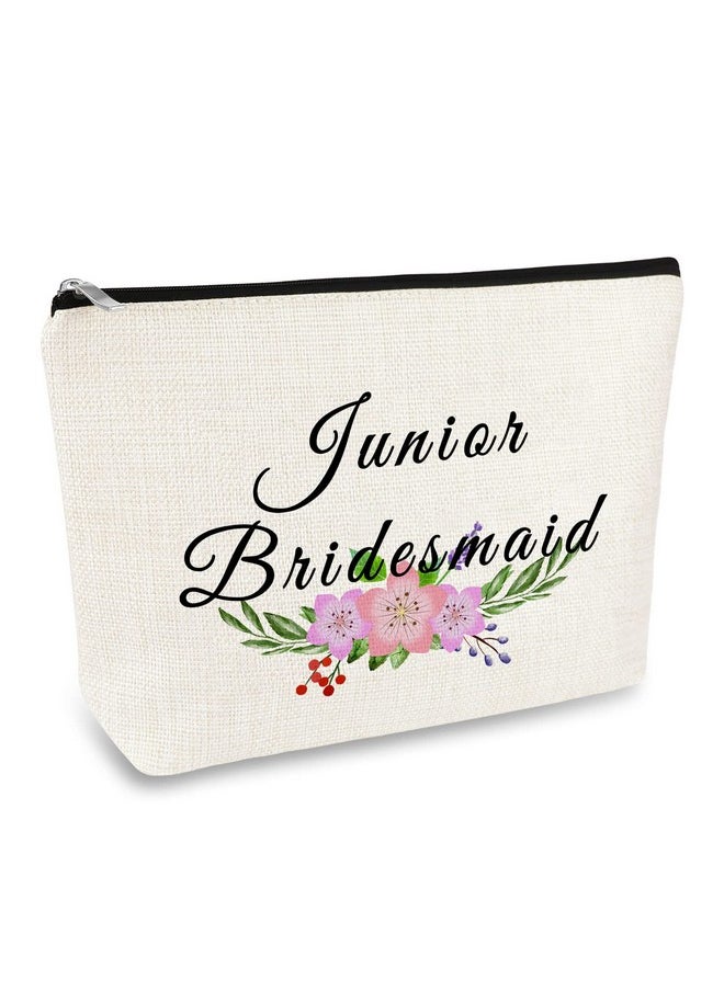 Mikela Junior Bridesmaid Gift Makeup Bag Wedding Party Gifts Bachelorette Party Gifts For Bridesmaid Women Cosmetic Bag Maid Of Honor Bag Bridal Party Gifts For Bridesmaids Travel Toiletry Bag Pouch  - Image 1