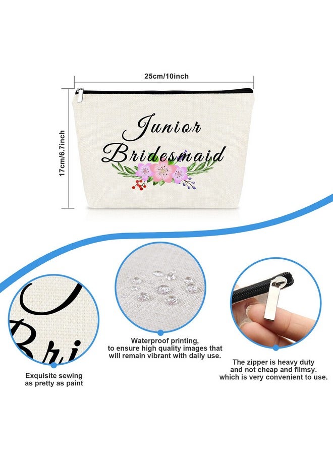 Mikela Junior Bridesmaid Gift Makeup Bag Wedding Party Gifts Bachelorette Party Gifts For Bridesmaid Women Cosmetic Bag Maid Of Honor Bag Bridal Party Gifts For Bridesmaids Travel Toiletry Bag Pouch  - Image 2