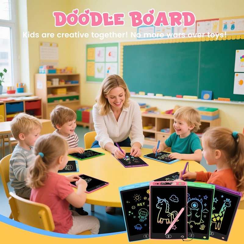 2 حزمة من ألواح الكتابة LCD للأطفال، لوحة رسم قابلة للمسح وإعادة الاستخدام للأطفال الصغار بحجم 8.5 بوصة، لوحة رسم تعليمية مثالية كلعبة تعلم للأعمار من 3 إلى 8 سنوات، هدية للأولاد والبنات - Image 5