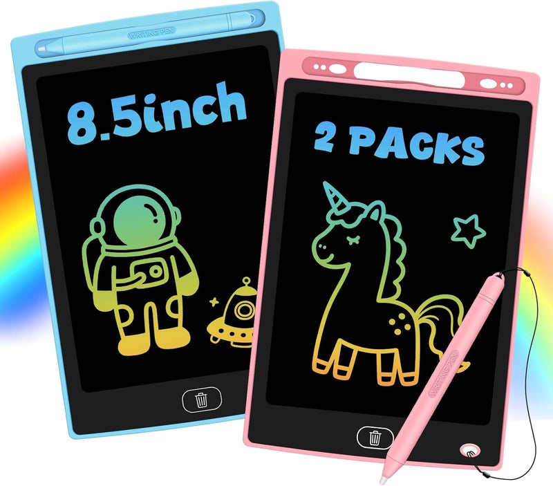 2 حزمة من ألواح الكتابة LCD للأطفال، لوحة رسم قابلة للمسح وإعادة الاستخدام للأطفال الصغار بحجم 8.5 بوصة، لوحة رسم تعليمية مثالية كلعبة تعلم للأعمار من 3 إلى 8 سنوات، هدية للأولاد والبنات - Image 1