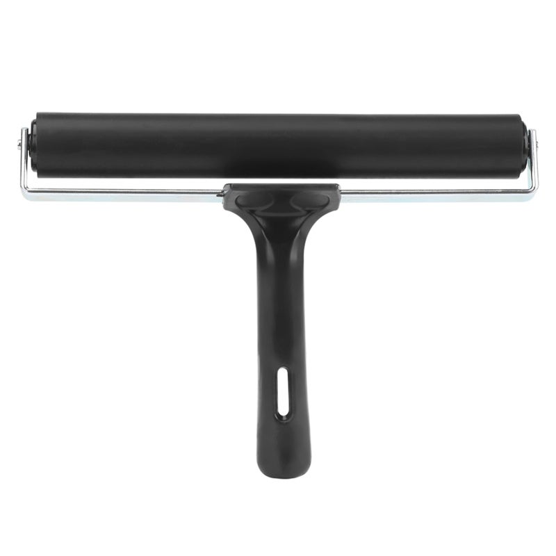 Rubber Brayer Roller:  High-Quality Rubber Roller With Nonslip Plastic Handle - Quick Large-Area Coverage Ink Applicator for Art Studio, DIY Craft & Painting Projects - Image 1