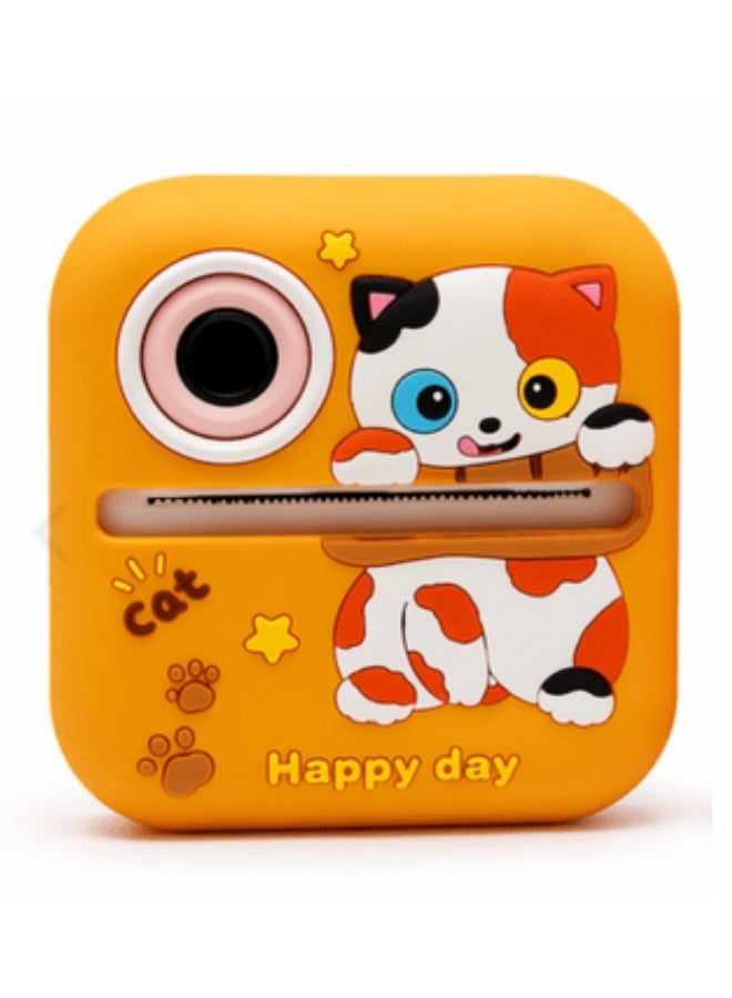 Kids Instant Printer Camera, Cute Cat Design, Instant Black and White Printing with Push Button - Image 1