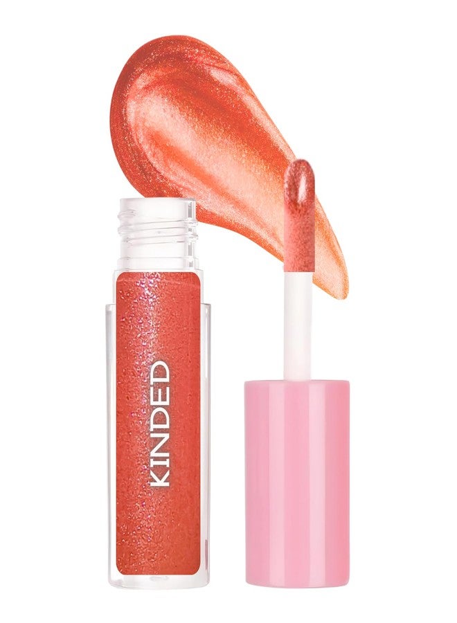 KINDED Sheen Shimmer Lip Gloss Liquid Lip Colour Glossy Shiny Shimmery Glitter Sparkle Bomb for Shining Pout High Shine Hydrating Lips Vitamin E Enriched (5 ml, Daisy Orange) - Image 1