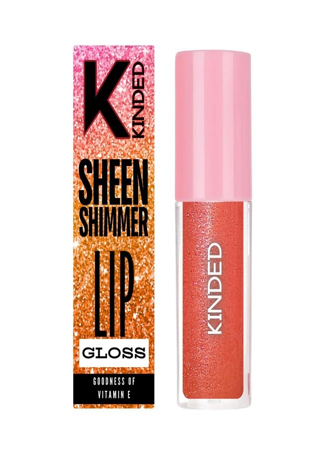 KINDED Sheen Shimmer Lip Gloss Liquid Lip Colour Glossy Shiny Shimmery Glitter Sparkle Bomb for Shining Pout High Shine Hydrating Lips Vitamin E Enriched (5 ml, Daisy Orange) - Image 3