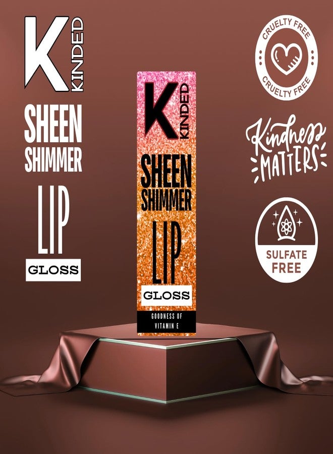 KINDED Sheen Shimmer Lip Gloss Liquid Lip Colour Glossy Shiny Shimmery Glitter Sparkle Bomb for Shining Pout High Shine Hydrating Lips Vitamin E Enriched (5 ml, Daisy Orange) - Image 4
